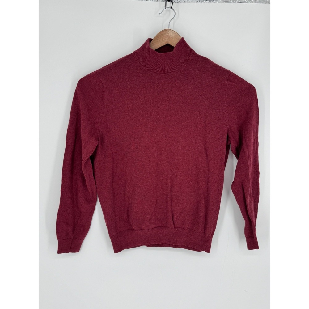 Jos A Bank Traveler Sweater Men's Size Large Mock Neck Pima Cotton Maroon F0